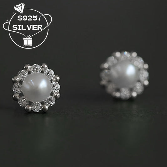 Vintage Charm Freshwater Pearl Earrings 925 Sterling Silver dan tayyorlangan - Gippoallergen - Har kuni kiyish va sovg'a berish uchun ideal - Har mavsumda foydalanish uchun mos.