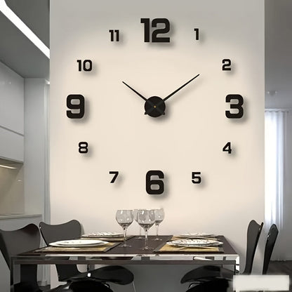 Modern 3D Digital Wall Clock with Silent Operation and Adjustable Size, Battery Operated Mechanical Clock with Illuminated Display for Living Room and Bedroom. AA Battery Required.