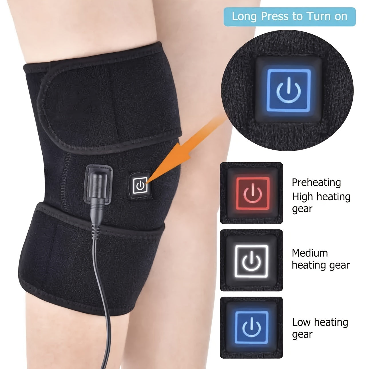 USB Heated Knee Wrap for Men and Women, Massage Pad for Relaxation and Leg Warmth, Ideal Gift.