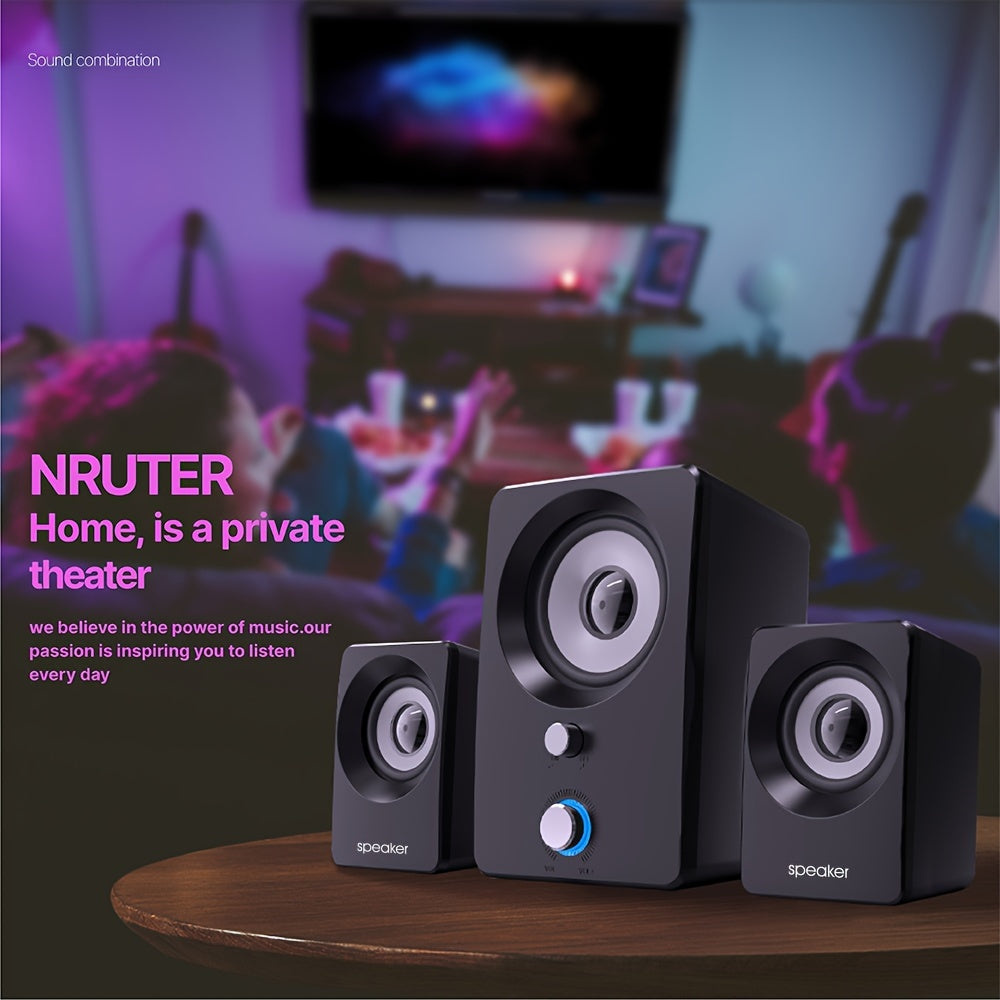 Versatile 2.1 stereo speakers with USB power, wireless and wired connectivity. Ideal for laptops and PCs, perfect for music, movies, gaming. Black color.