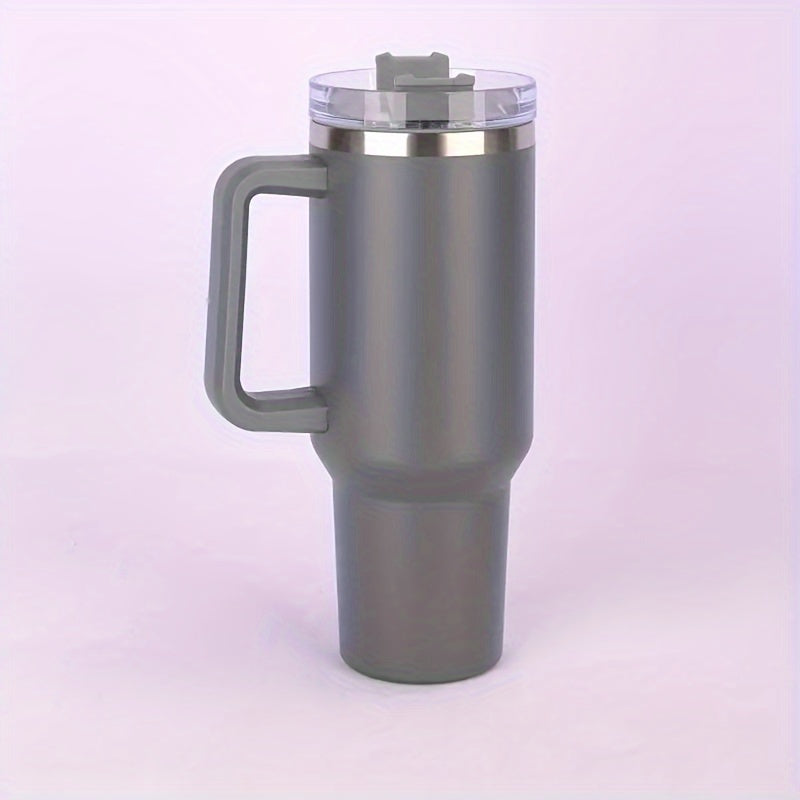 XIAYUTIAN's 40oz stainless steel tumbler is insulated and comes with a handle and straw lid. It is great for both hot and cold drinks and is leak-proof, making it perfect for travel and outdoor activities. It is also a great gift option.