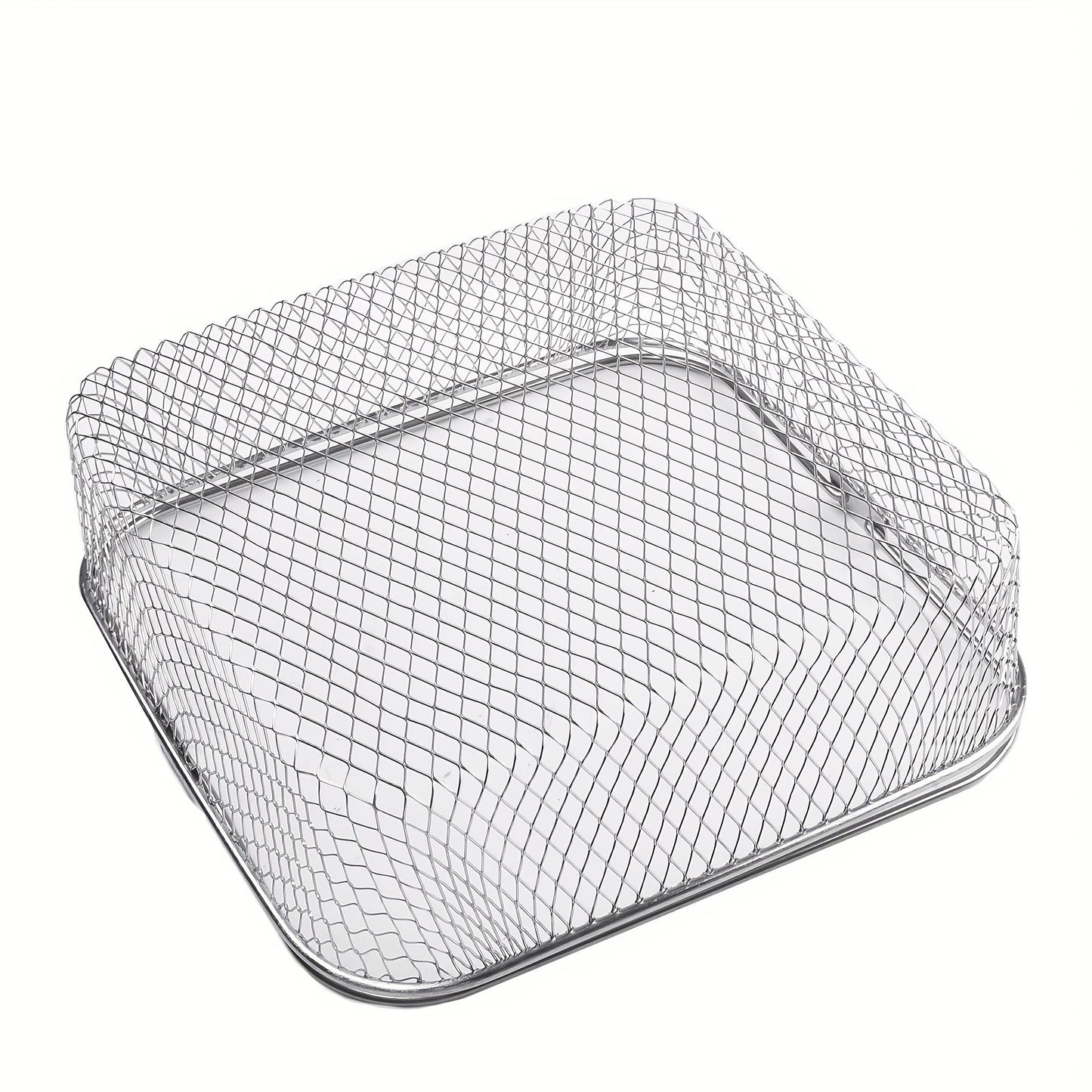 Experience the convenience of the 1-piece URTUE Stainless Steel Air Fryer Basket - square mesh design with a convenient carry handle. This breathable accessory is perfect for air frying and is safe for use in ovens and with food contact. No electricity