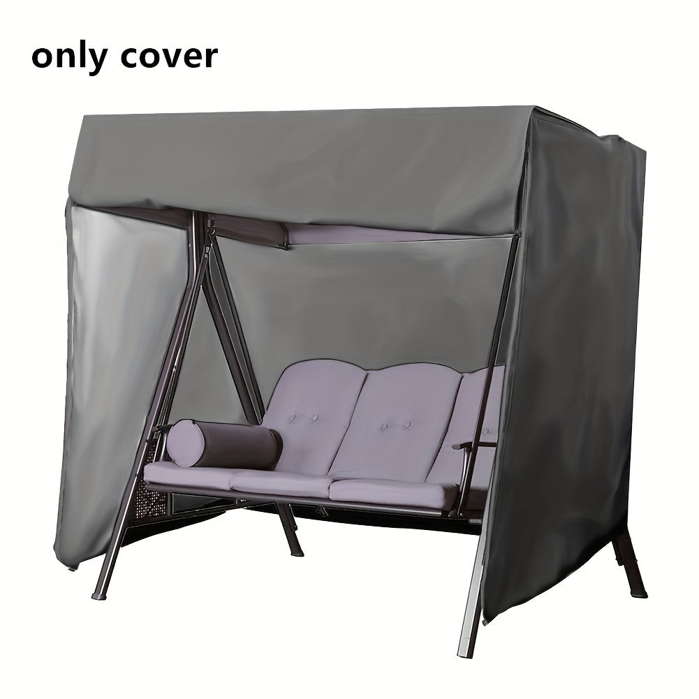 Durable black polyester swing cover protects garden rocking chairs from rain and dust, 220x125x170cm, with zip closure.