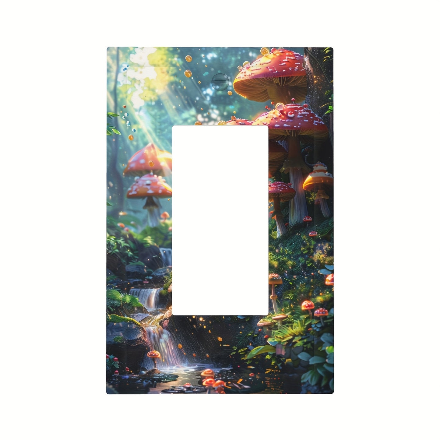 Modern decorative switch cover featuring mushrooms in a forest design. Ideal for bedroom, kitchen, or home decor.