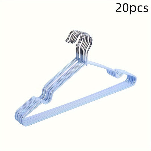 Set of 10 Seamless Metal Hangers with Grooved Design, Non-Slip Wardrobe Clothes Organizer for Home and Kitchen Storage