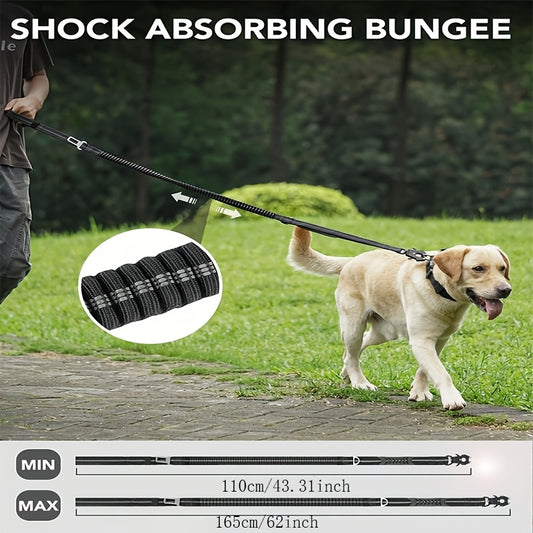 Tactical dog leash with padded handle, sturdy no-pull design, safety buckle, and reflective stripes - ideal for medium to large dogs.