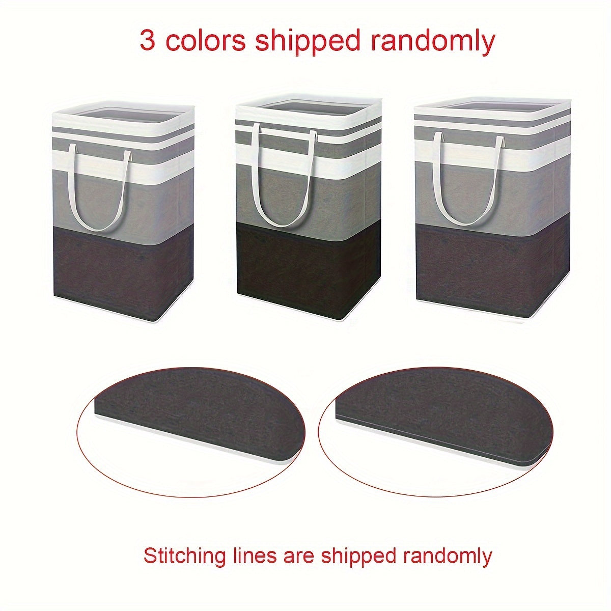 Large laundry baskets, available in singles or sets of two, are waterproof and designed for independent use. The high-tube baskets are foldable and have extended handles, making them suitable for dormitories and families. Available in gradient gray, each