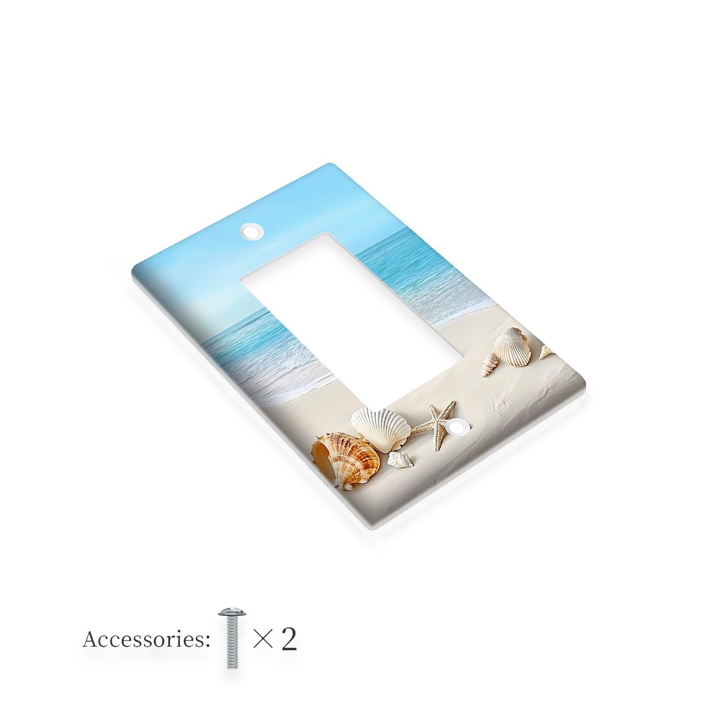 1pc Beach Ocean Theme Light Switch Cover for bedroom or bathroom. Easy to clean, no electricity required. Available in 1 or 2 gang sizes.