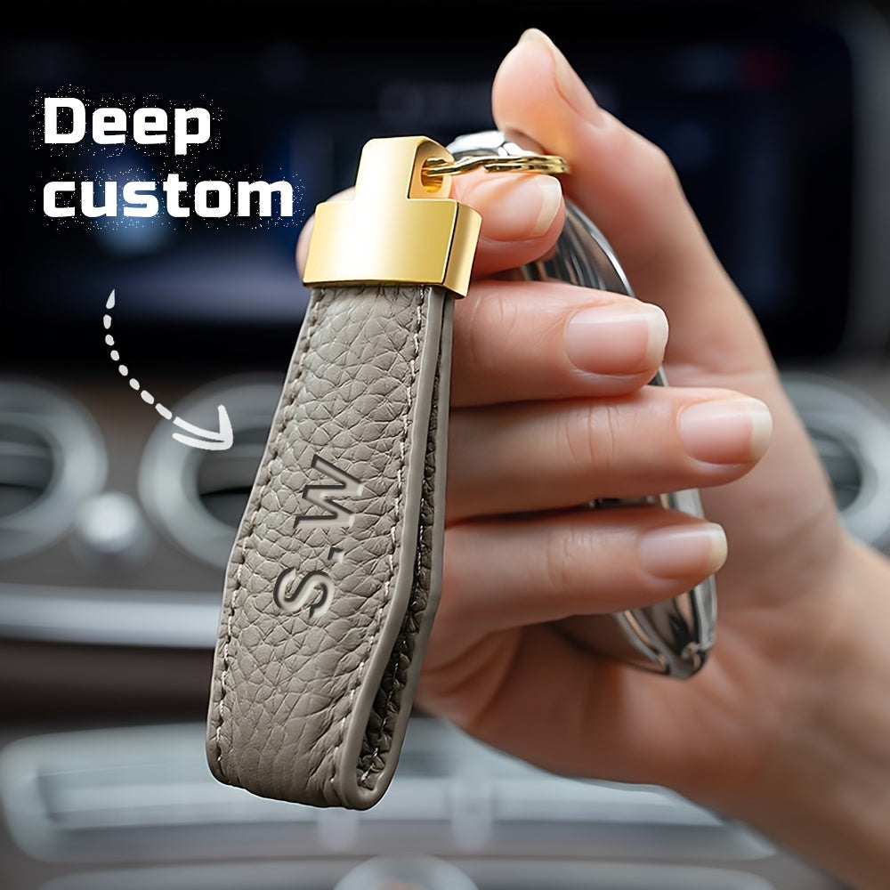 Get a custom engraved initial car key ring with climbing hook on this 1pc Personalized Microfiber Faux Leather Keychain. This unisex fashion accessory is perfect for both men and women and makes an ideal gift for Valentine's Day, Thanksgiving, Christmas