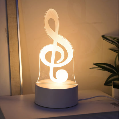 3D Music Note Night Light - USB-Powered Table Lamp, Ideal Gift for Bedroom Decor