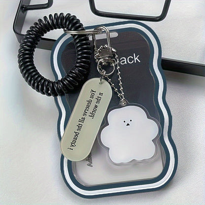 Transparent keychain in wave shape with photo clip, ideal for men. This cute campus card holder not only provides fashionable protection for your card but also allows for easy display.