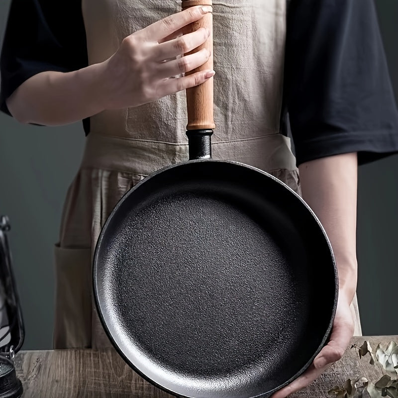 1-piece Cast Iron Skillet with Handle - Ideal for Cooking Frying, Omelets & Steaks | Sturdy & Simple to Clean Cookware for Home, Camping & Restaurants.