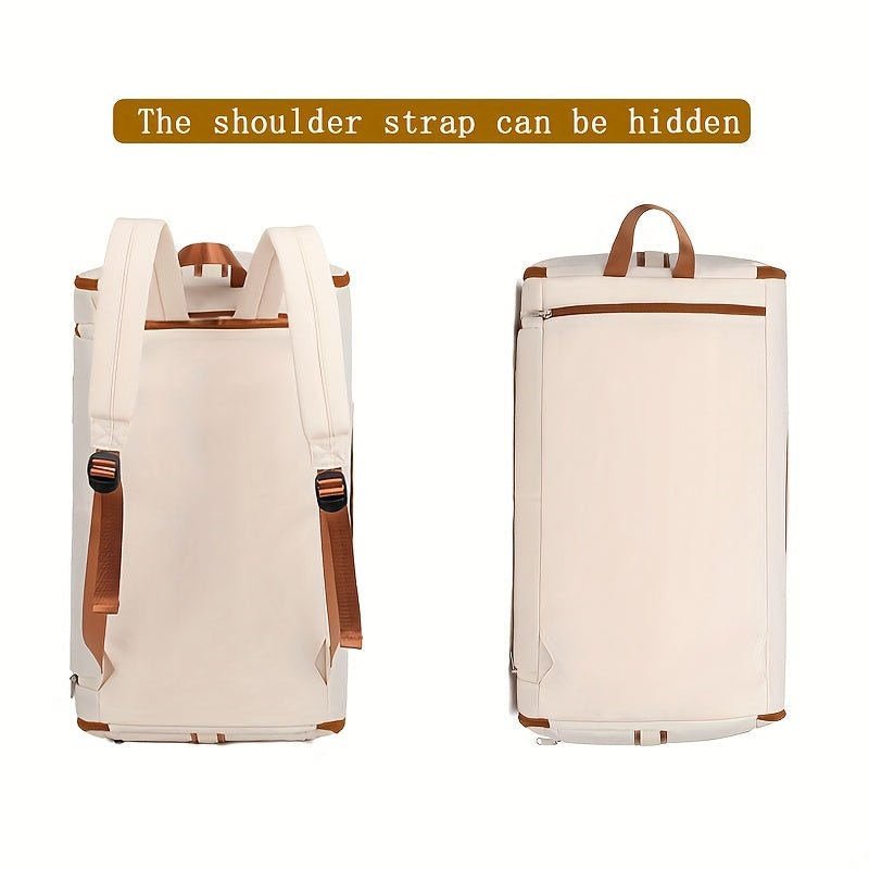 60L Multifunctional Travel Backpack made from premium nylon with wet/dry separation, shoe compartment, and removable strap. Ideal for outdoor activities with solid color design and