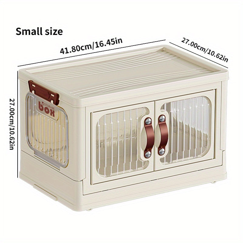 1pc Folding Storage Box with Double Doors, ideal for student dormitories and household organization.