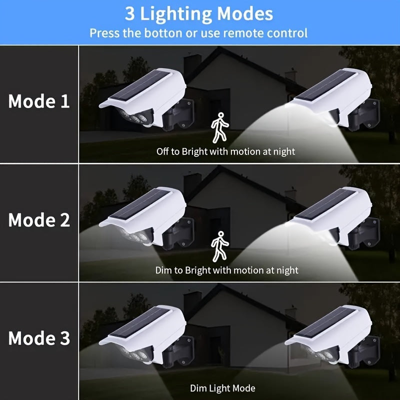 Night Guard: Solar Wall Light with Fake Camera to Scare Thieves, Three Modes, Remote Control