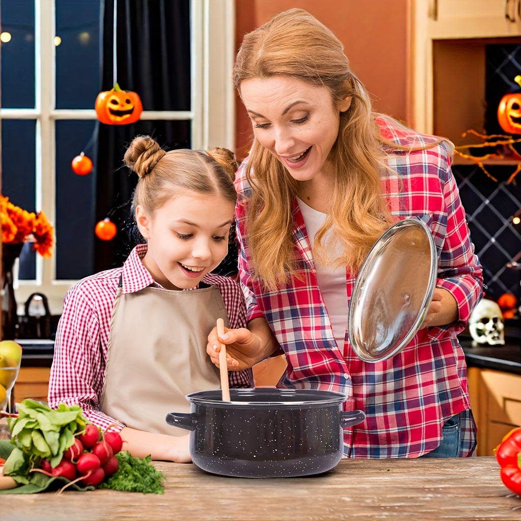 Essential Kitchen Utensil: Versatile Enamel Cooking Pot Set - Lightweight, Portable, and Multi-Use for Stews and Soups, Compatible with Induction and Gas Stoves