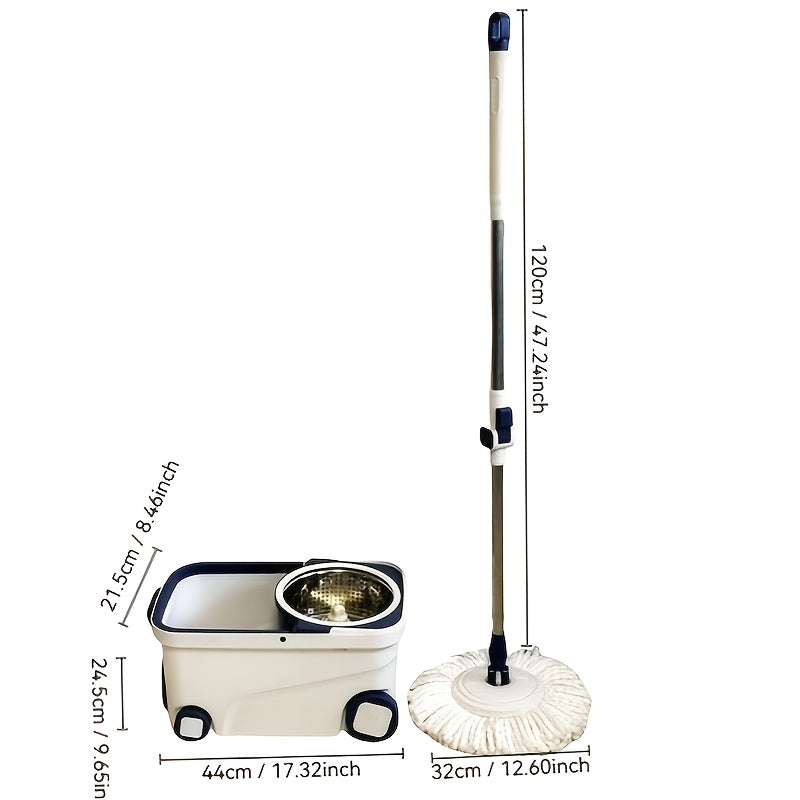 One-piece Rotating Mop and Bucket Set with 4 Wheels, featuring a Liquid Dispenser, Wringer Set, and 360-Degree Rotating Mop Bucket for Floor Cleaning and Mopping. This Household Rotating Mop, also known as a Lazy Mop or Dust Mop, is suitable for both wet