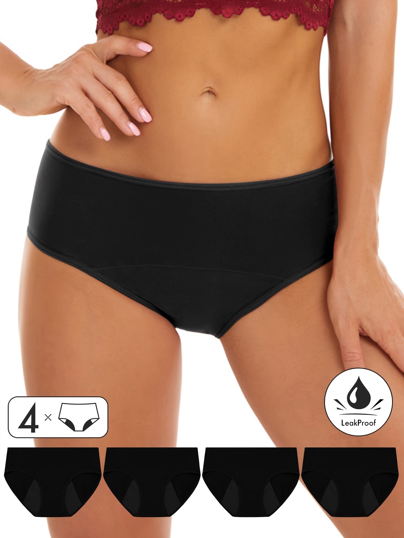 4 seamless period briefs for women, comfortable and breathable.