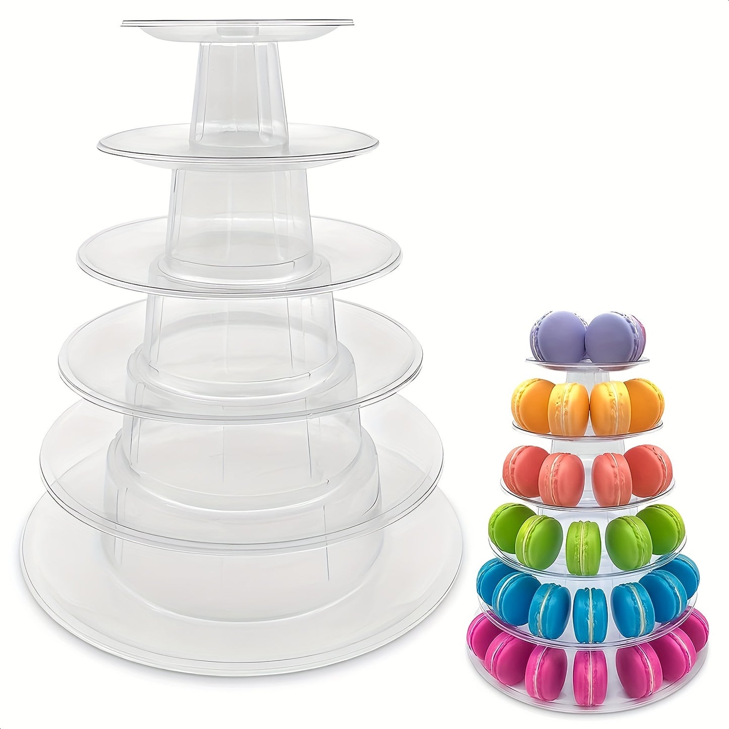 One 10-tier macaron display stand for various events including weddings, birthdays, and holidays.