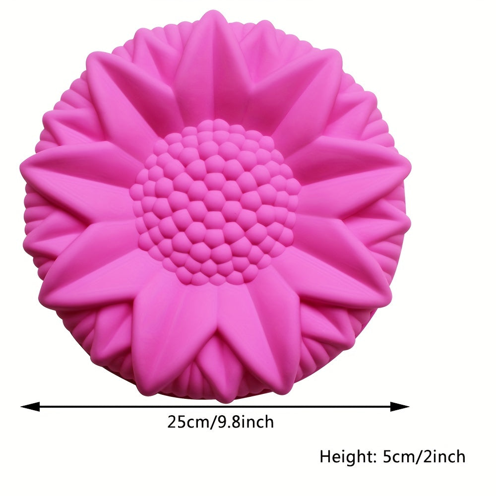 10 Inch Large Flower Shaped Silicone Mold for Sunflower Cake - Heat Resistant Baking Tool for Butter, Jelly, and More