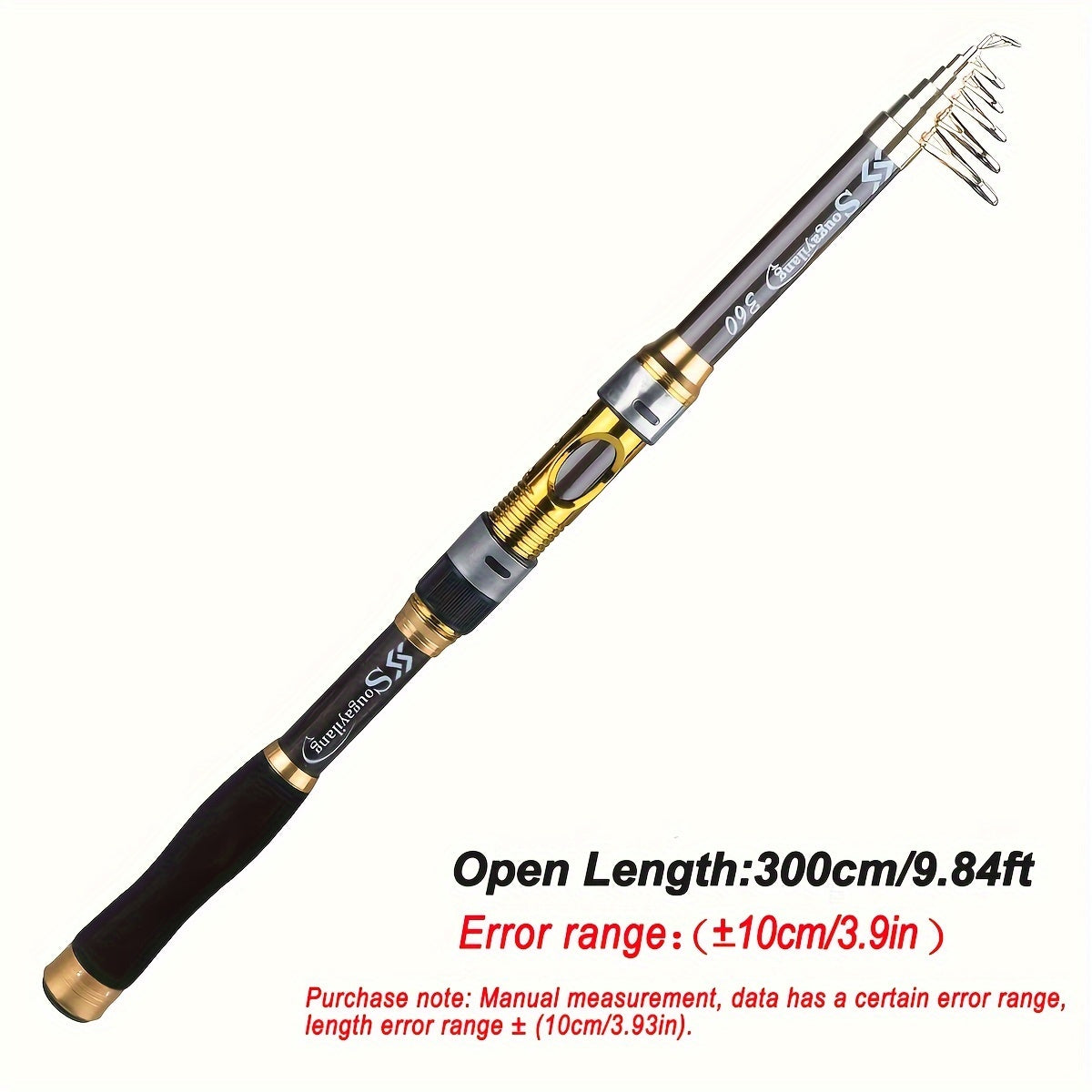 Sougayilang Ultralight Carbon Fiber Spinning Fishing Rod - Portable, Medium Action, Extendable Length, Comfort Grip Handle - Perfect for All Anglers