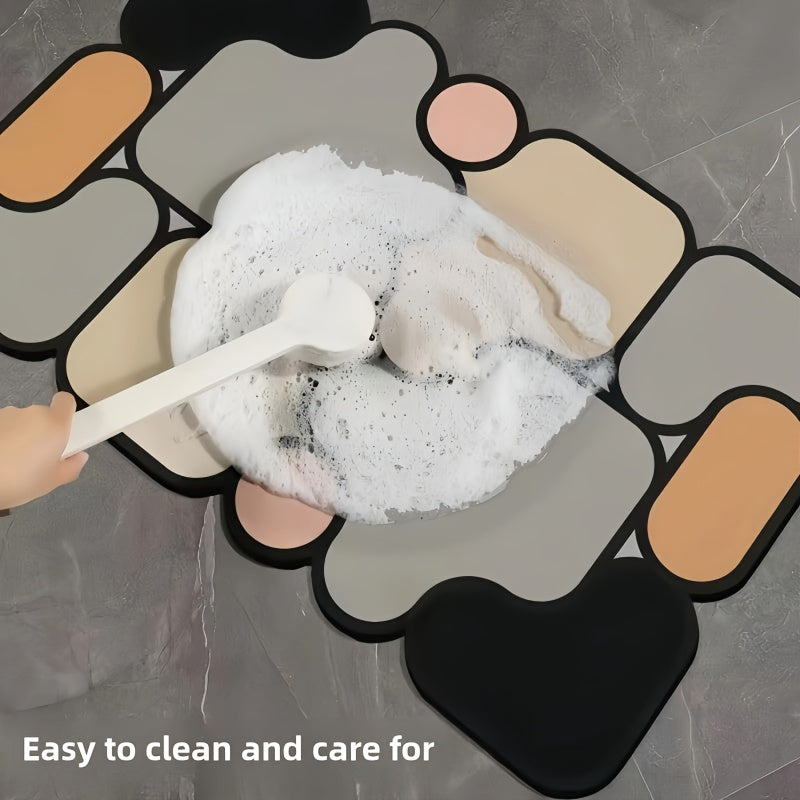 Diatomaceous Earth Bath Mat - 1 Piece, Creative Puzzle Design, Non-Slip, Super Absorbent & Quick Dry, Soft Shower Rug for Christmas Decor, Easy to Clean with Strong Grip.