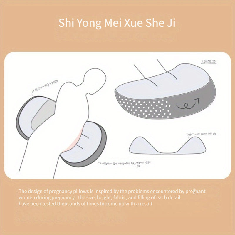 Maternity Pillow by MiiYoung - Soft Beanie Velvet, U-Shaped for Waist Support while Side & Belly Sleeping, made with Polyester