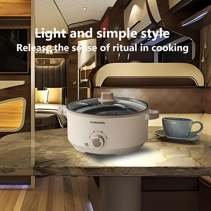 Electric boiling pot with power mode, European standard plug, 220V-240V, made of PP material, food-contact safe, no battery.