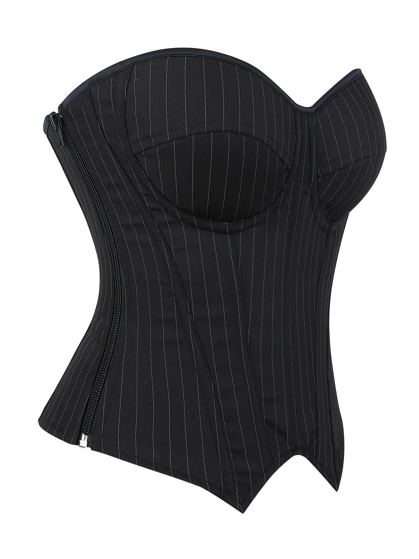 Sophisticated Striped Corset Top for Women with Built-in Bra Cups, Hand Washable.