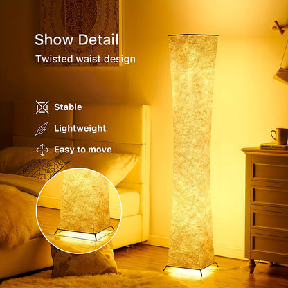 Modern LED floor lamp, 132.08cm, adjustable warm light, remote-controlled, USB powered, matte metal finish, space-themed home decor for bedroom, living room, game room.