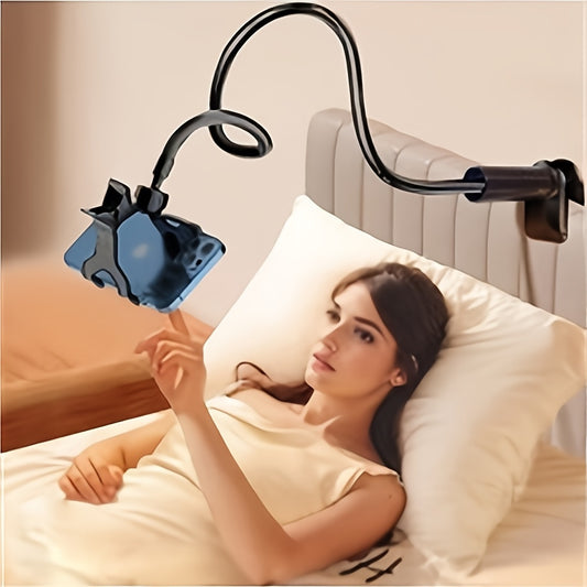 Flexible gooseneck phone holder stand for hands-free use in bed, desk, or office.