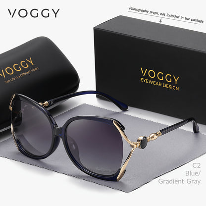 VOGGY Retro Polarized Fashion Glasses - Stylish Protection in Black Frame with Golden Accents for Men & Women, Ideal for Driving, Fishing, Cycling, and Outdoor Activities