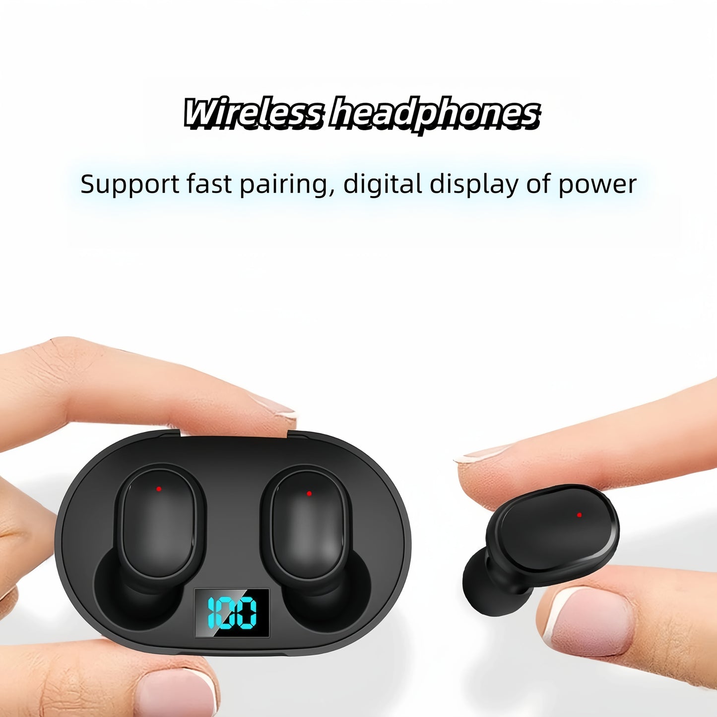 Wireless TWS E6S earbuds with ANC, digital display, smart control, HD call, mic, and rechargeable battery - great for gaming, music, and sports.