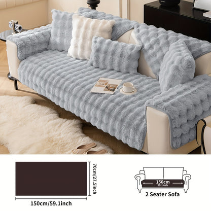 1pc Thick Plush Sofa Cover - Imitation Rabbit Material, Perfect for Winter, Protects Furniture in Bedroom, Office, Living Room.