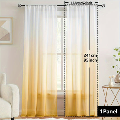 Elegant home decor - 1pc of gradient sheer curtains featuring top & bottom two-tone design in wear rod style.