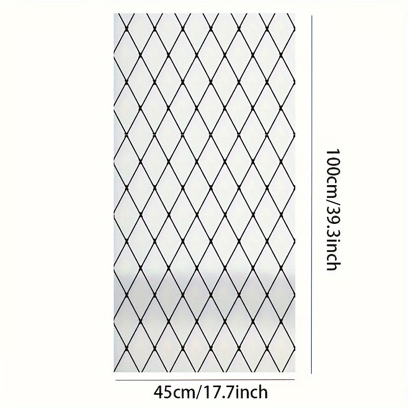Пленка для окон с защитой от посторонних глаз в черном решетчатом дизайне толщиной 5 мил, статическое прилипание, матовое покрытие для стеклянной двери с защитой от ультрафиолета. Легко устанавливается для домашнего декора.