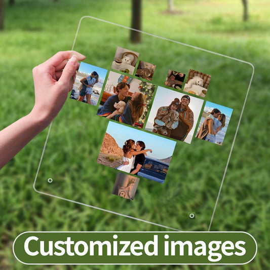 Personalized Christmas Gift: Custom Acrylic Photo Frame with Simple Transparent Design, Ideal for Wall or Tabletop Decor, DIY Photo Display, Great for Pet Memorial or Birthday Gift. Features 3D Heart Light-Up for a Creative Touch. Perfect for Loved Ones