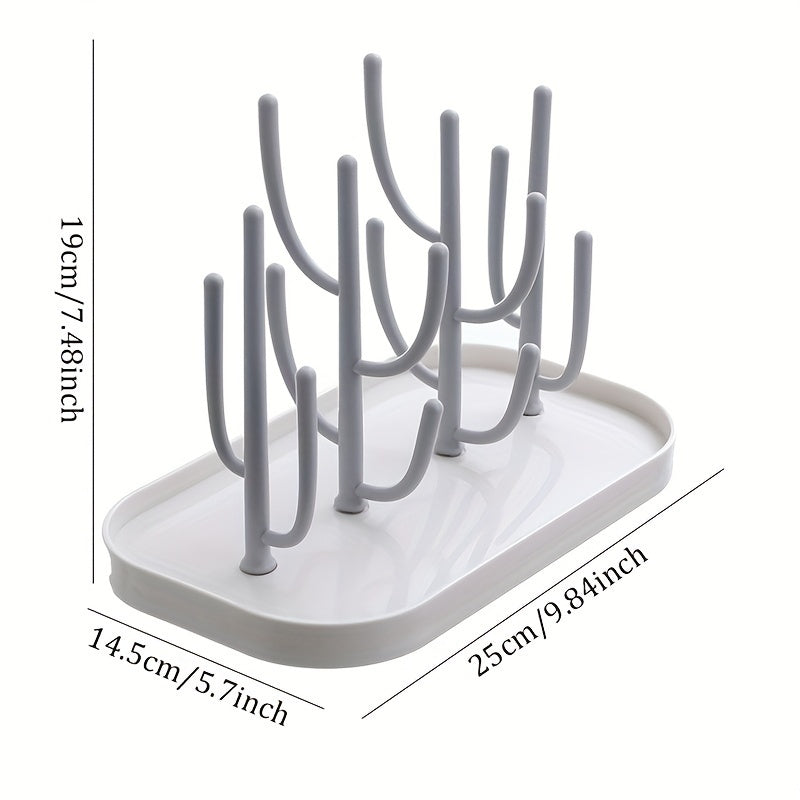 ABS+PP Cactus-shaped Bottle Drying Rack, versatile detachable rack for bottles, water cups, and draining bottles.