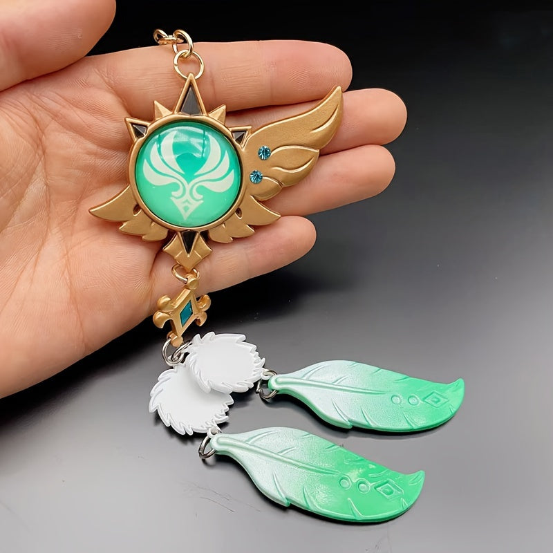 Luminous Green Metal Keychain inspired by Anime - Made from Alloy, Glows in the Dark, Perfect for Backpacks and as a Fashion Accessory for Women