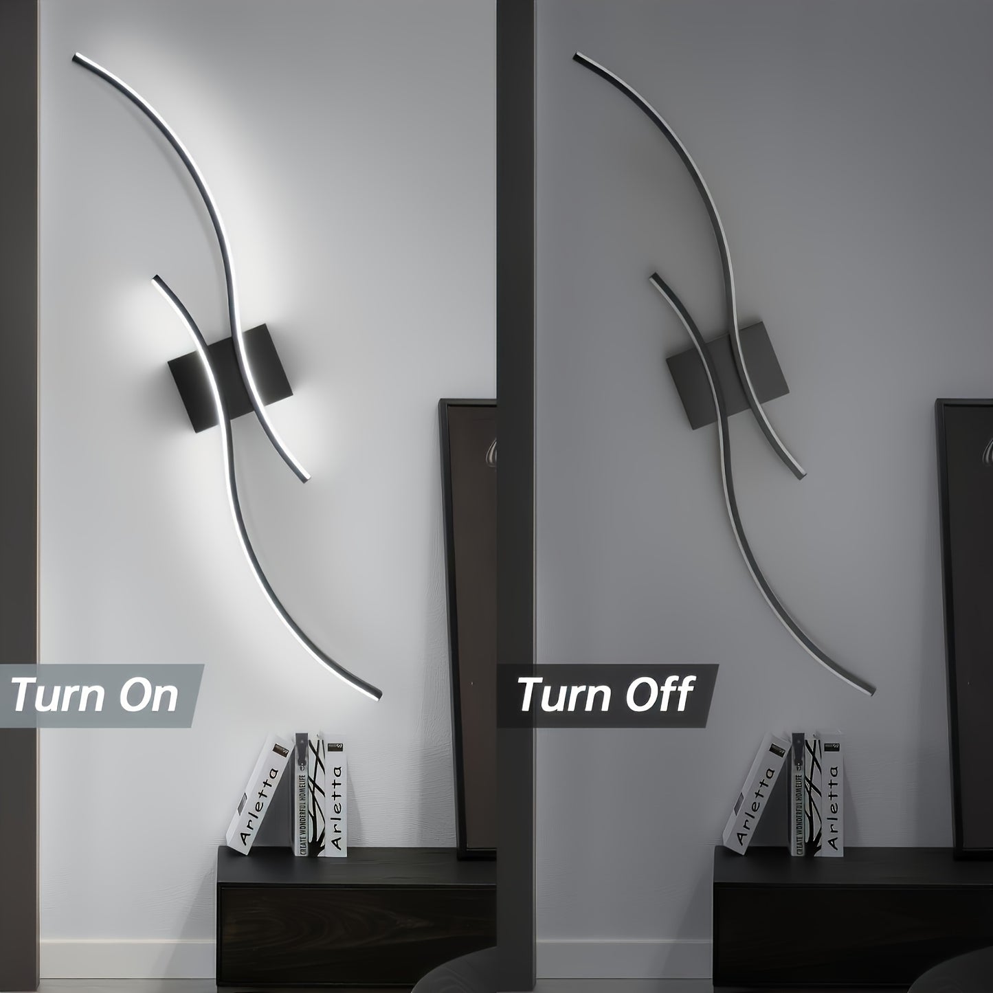 1pc Waveform 59.94cm LED Wall Light with adjustable dimming, ideal for various rooms.