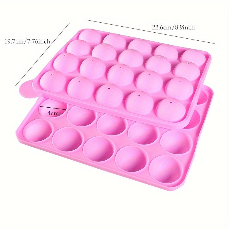 Silicone Lollipop Mold with 20 cavities and sticks included - Ideal for making Cake Pops, Chocolate Treats, and Candy, also suitable for Chocolate Molding