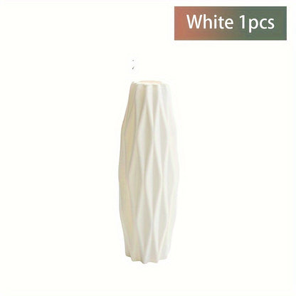 Set of Nordic plastic vases inspired by ceramic, perfect for home decor on special occasions such as St. Patrick's Day and Easter, or as a spring addition to living rooms, dining tables, or beauty rooms.