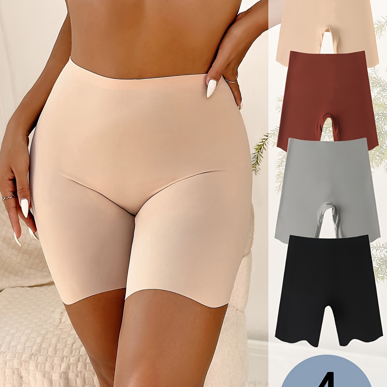 4 Seamless Shaping Shorts for Women, Tummy Control Compression Underwear & Shapewear