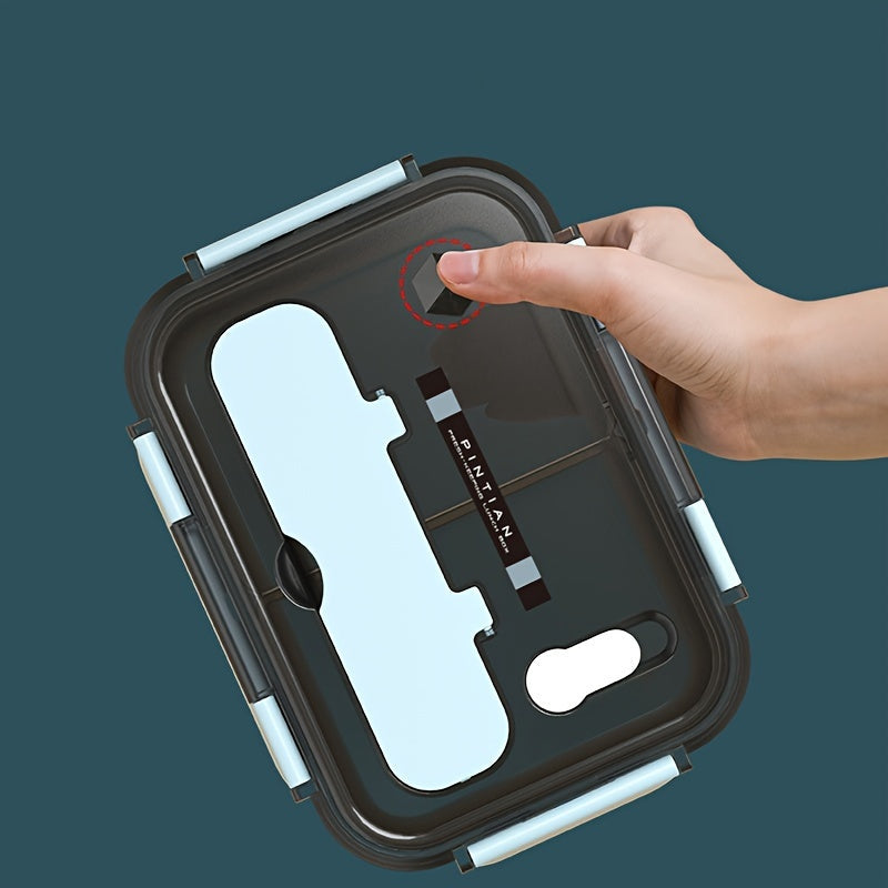 Large Capacity Leak-Proof Lunch Box with Spoon - Double-Layered Design, Ideal for Work or School, Microwave Safe