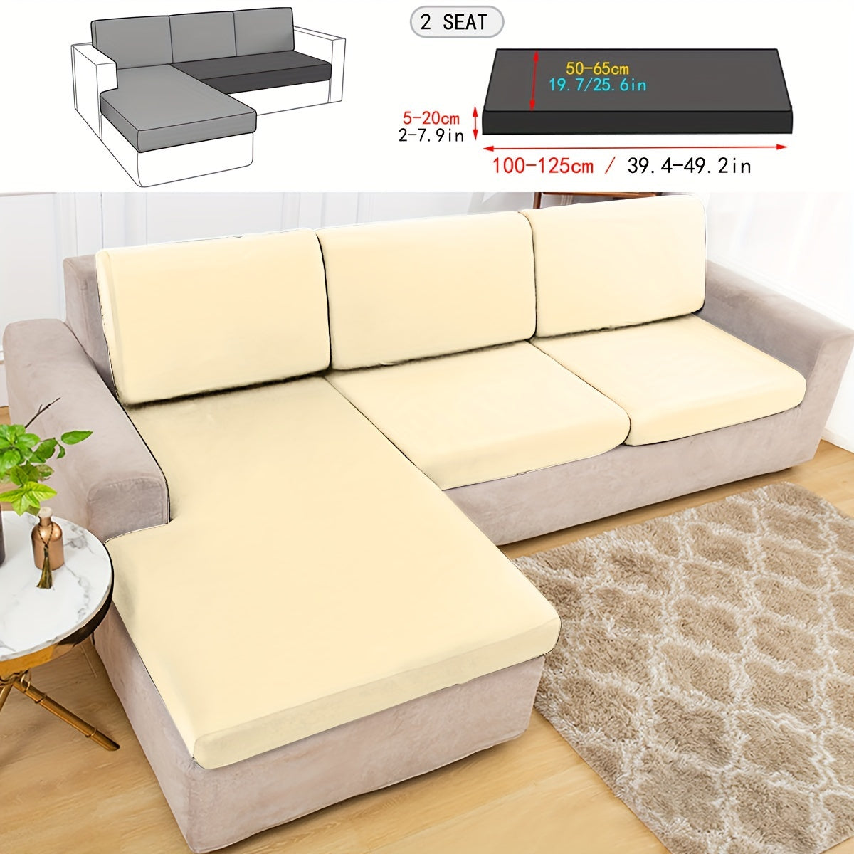 Durable sofa cover in solid color, suitable for pets, dustproof, and machine washable for living room, bedroom, and dining area.