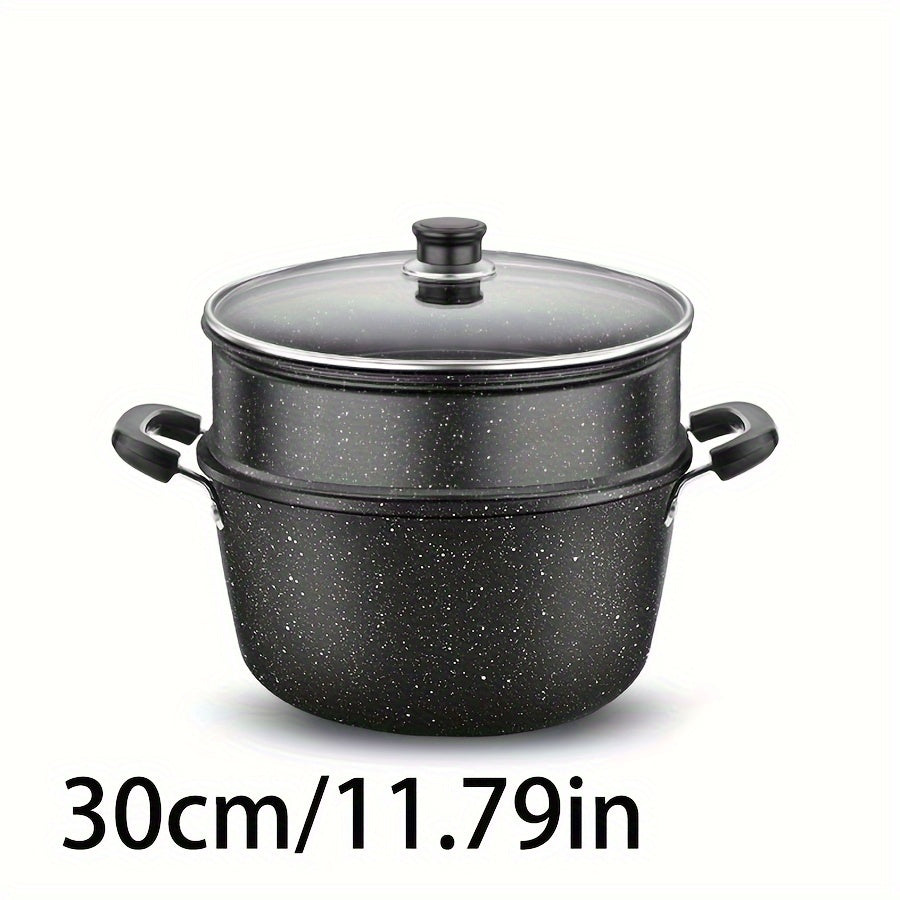 Get ready to elevate your cooking game with the Maifan Stone Non-Stick Soup Pot. This large capacity pot is perfect for stewing and cooking, and can also double as a skillet. Made from durable cast iron, it features a convenient handle for easy