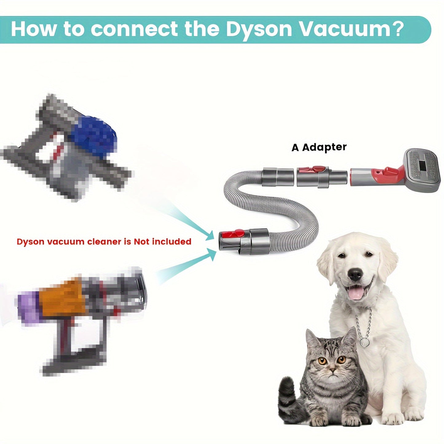 Pet grooming brush head designed for use with V7, V8, V10, V11, and V15 vacuums. This plastic dusting brush attachment kit is perfect for grooming cats and dogs. Please note, this brush head is not compatible with V10 Slim vacuums.