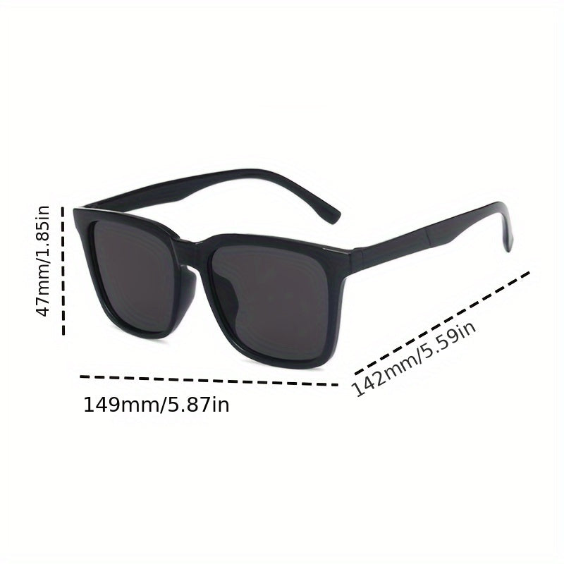 Unisex retro style square frame glasses with PC lens and frame for fishing, hiking, and casual wear. No accessories included.