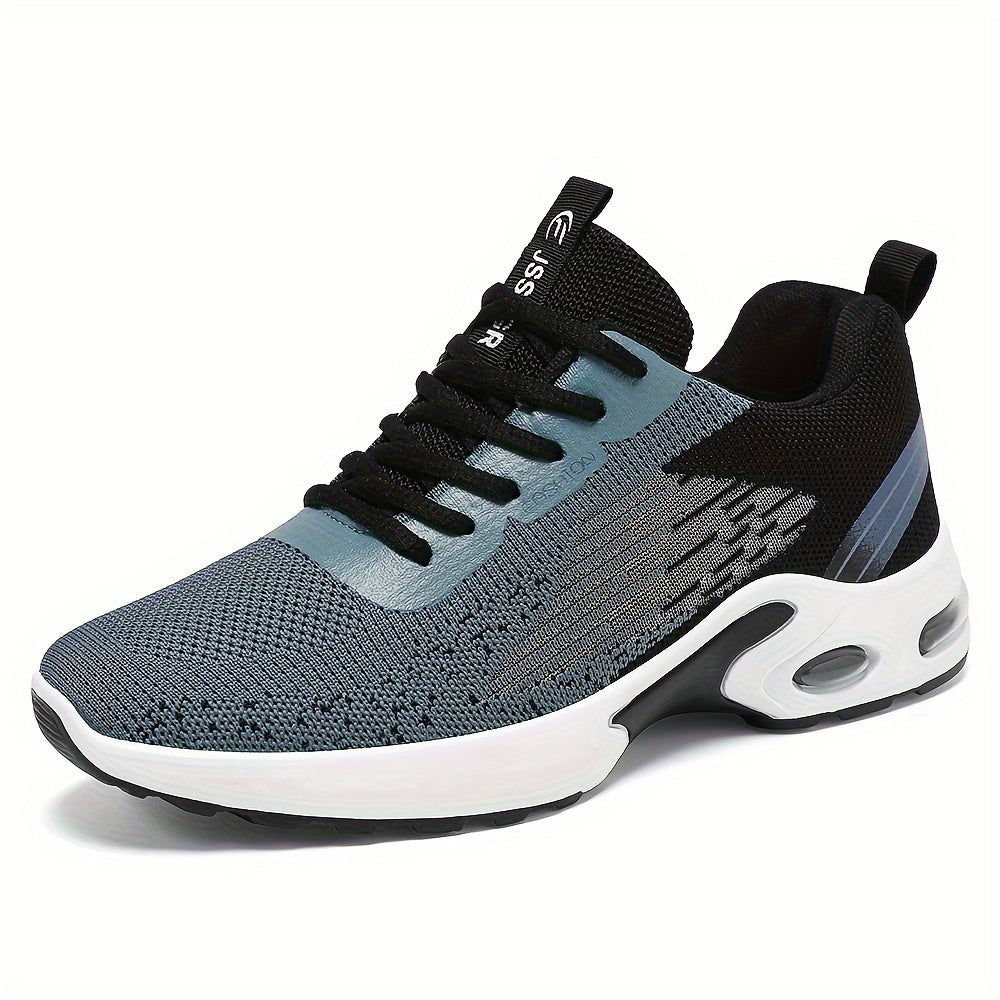 Men's breathable woven sneakers for outdoor running with shock absorption technology suitable for all seasons.