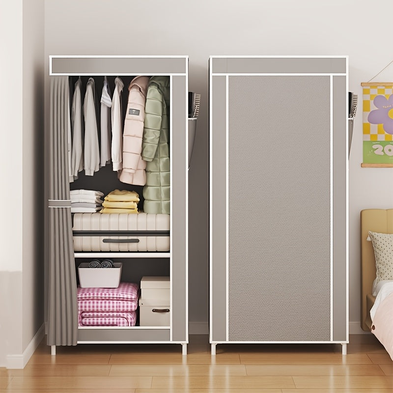 Conveniently Assemble Your Non-Woven Fabric Wardrobe - Roomy 3.2 Cubic Feet Storage Closet with Sturdy Metal Frame for Bedroom, Rental Housing, Organizing Clothes, and Home Storage. Easy to Set Up, Moveable Closet Solution